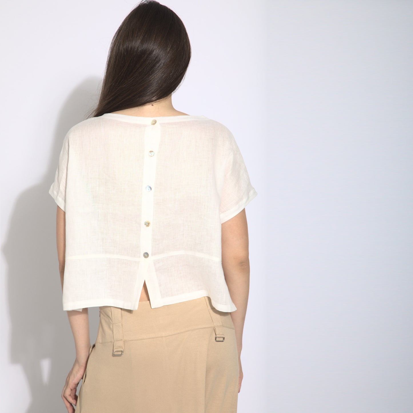 Giulia - Blouse in pure linen, short sleeves
